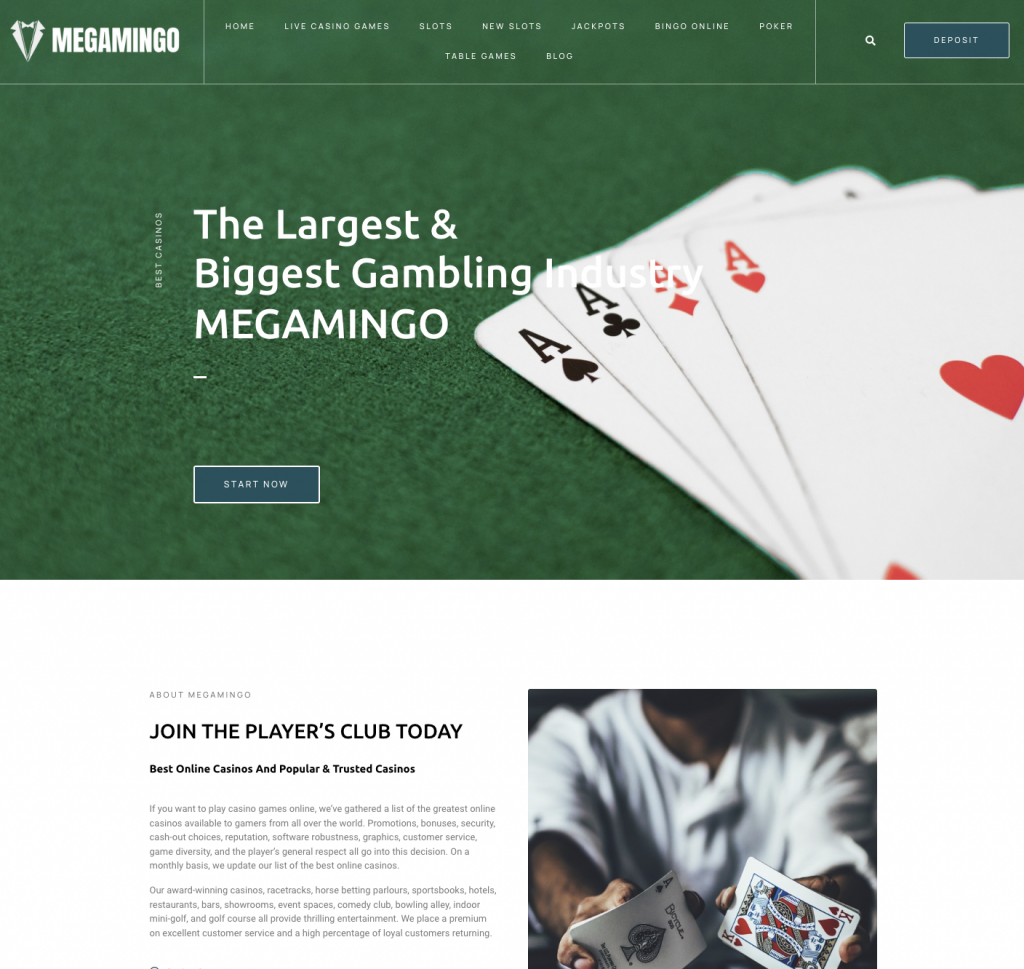 Single page brand casino site
